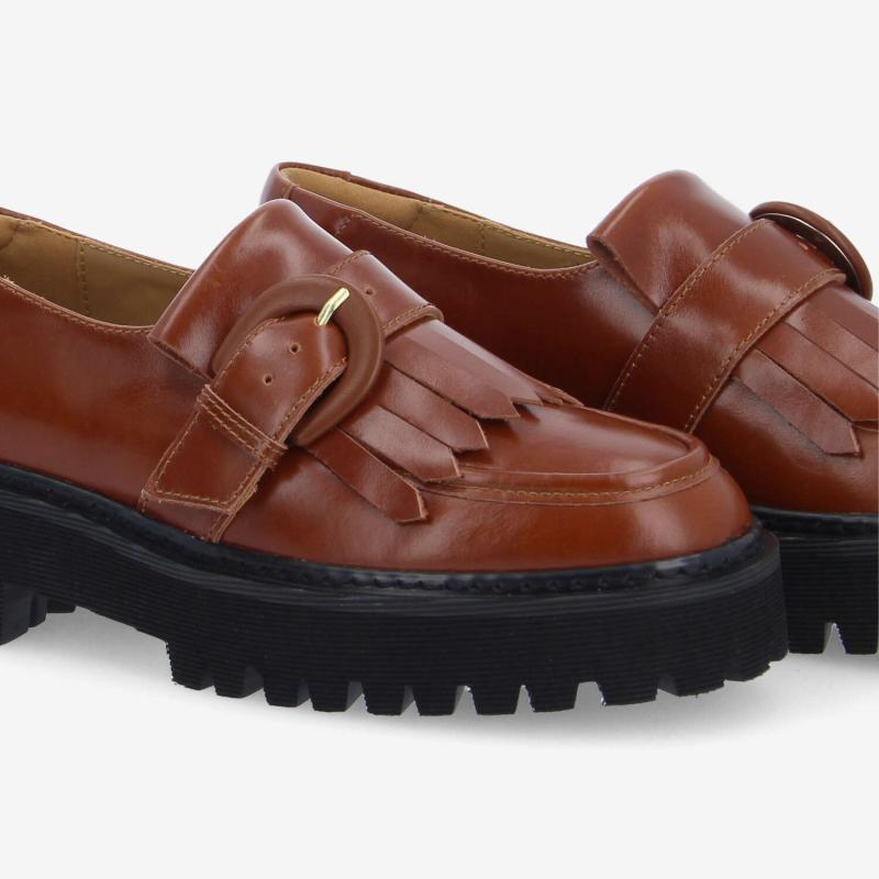 MYSEN BUCKLE W - LACQUER LEATHER - COGNAC